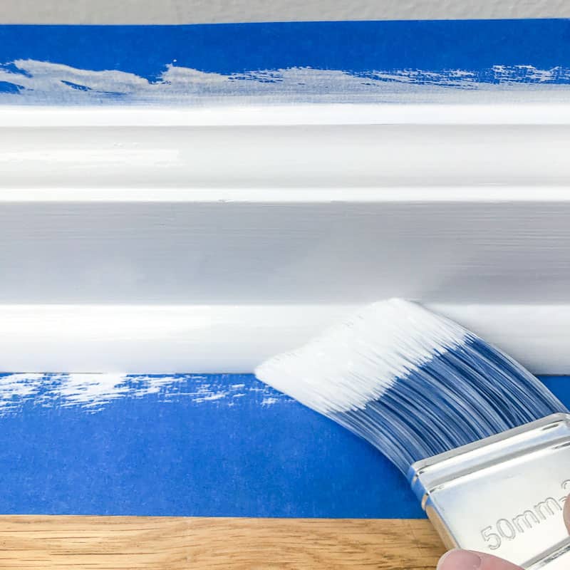 painting quarter round trim on baseboards