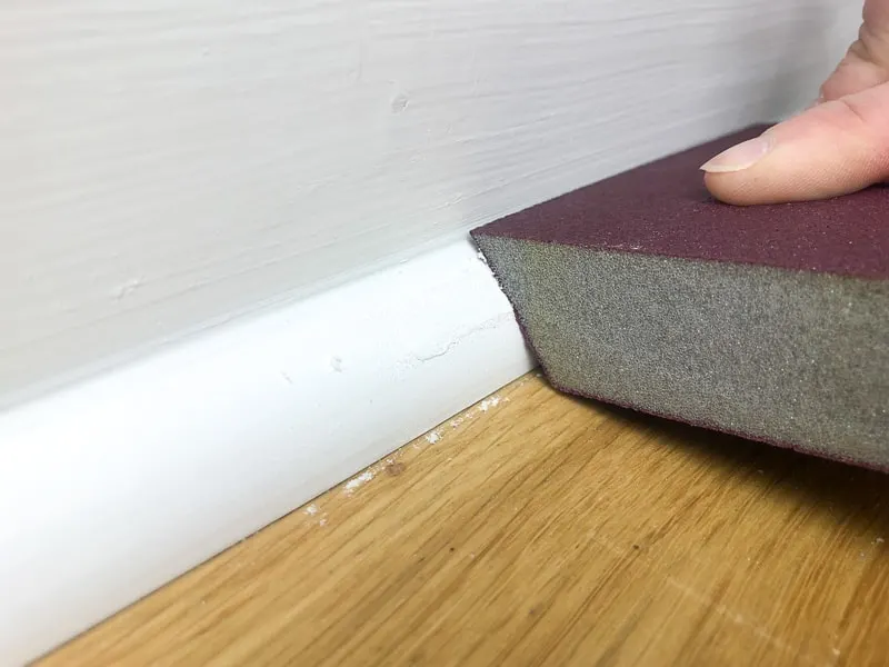 using a sanding sponge on quarter round trim