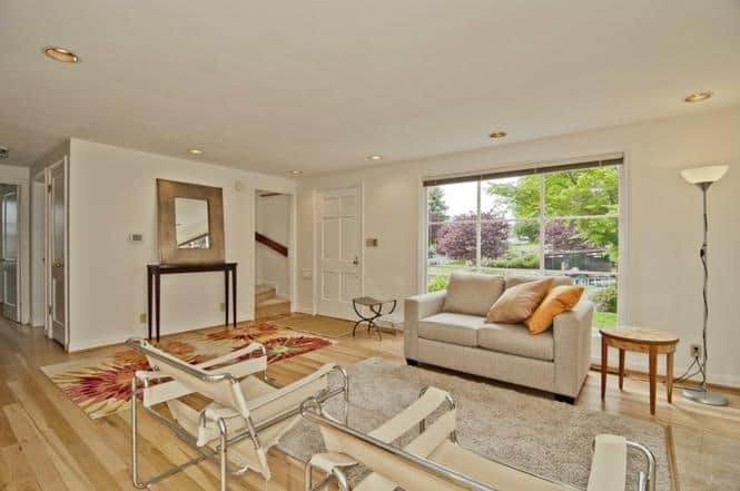 living room painted entirely off-white