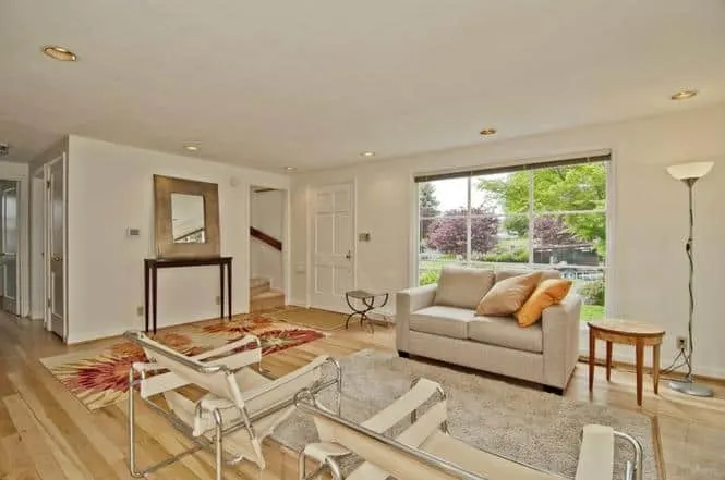 living room painted entirely off-white