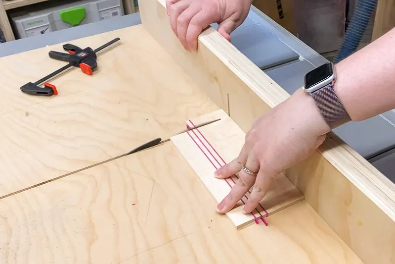 cutting off excess from DIY coasters with table saw