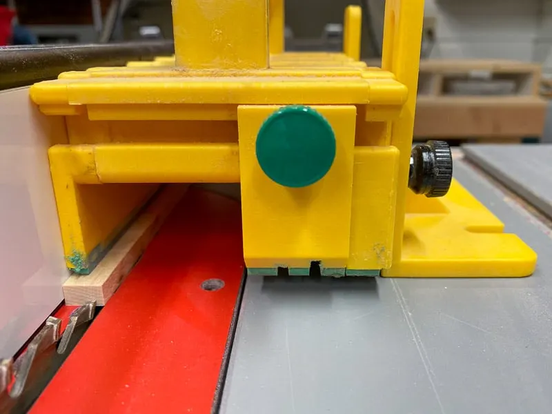 cutting ¼" strip on the table saw with a Grr-ripper