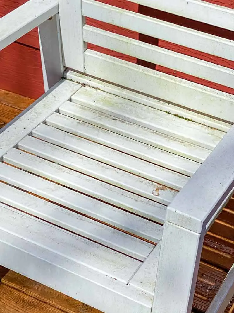 outdoor furniture with mildew and dirt