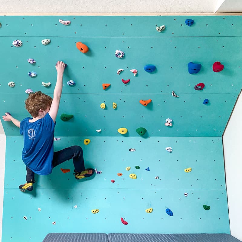 climbing on a home climbing gym