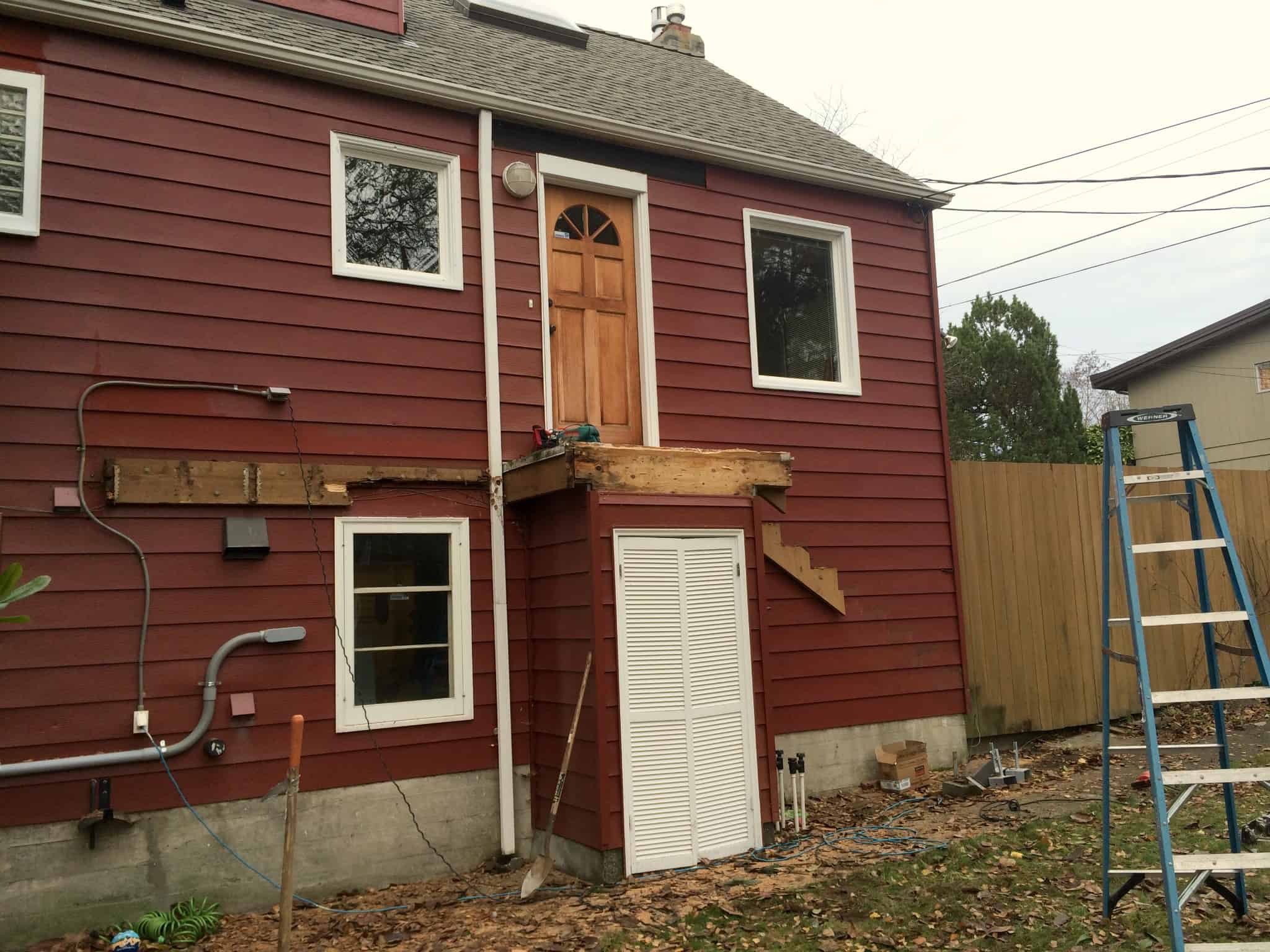 back of house with deck removed