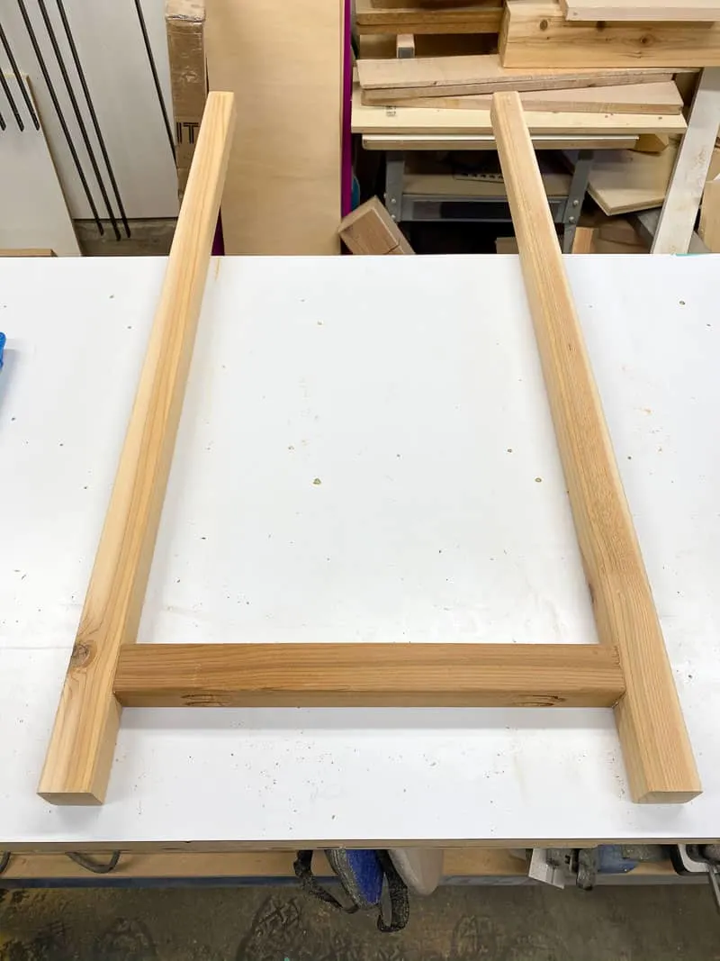 connect the planter box trellis legs together with pocket hole screws