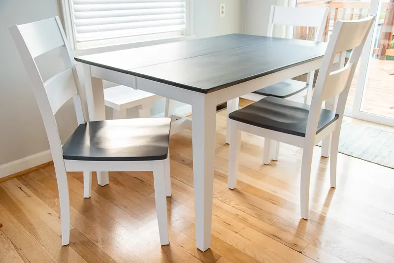 gray and white dining room