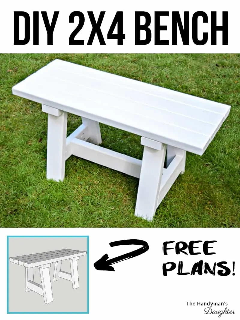DIY 2x4 bench with 3D model