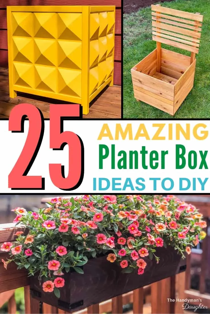 collage of DIY planter box designs