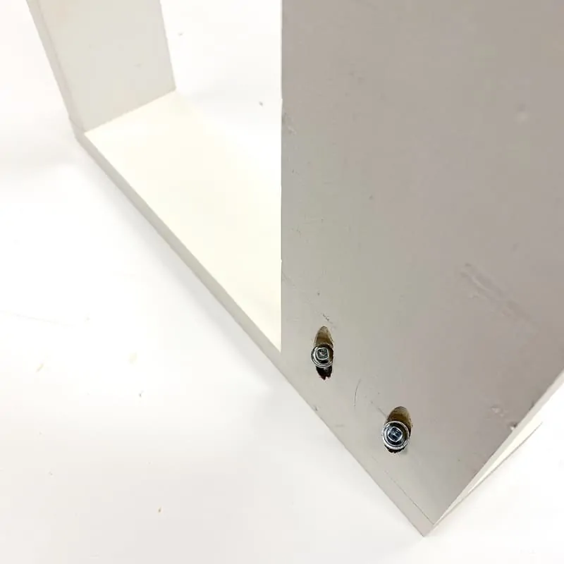 back of DIY magazine rack with pocket hole screws