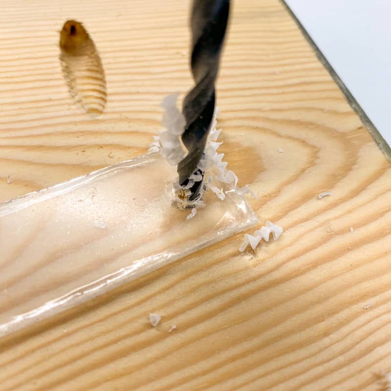 drilling hole in end of acrylic strip