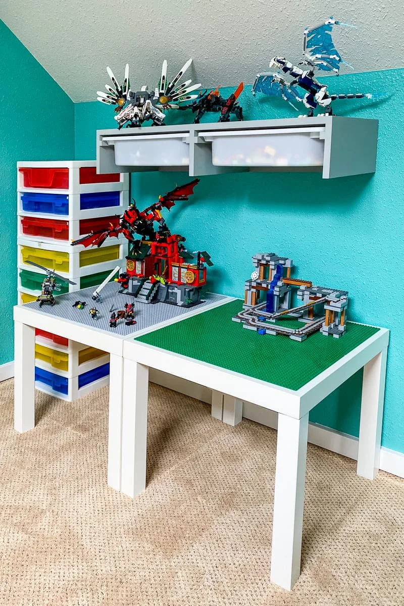 IKEA Trofast shelf above Lego table