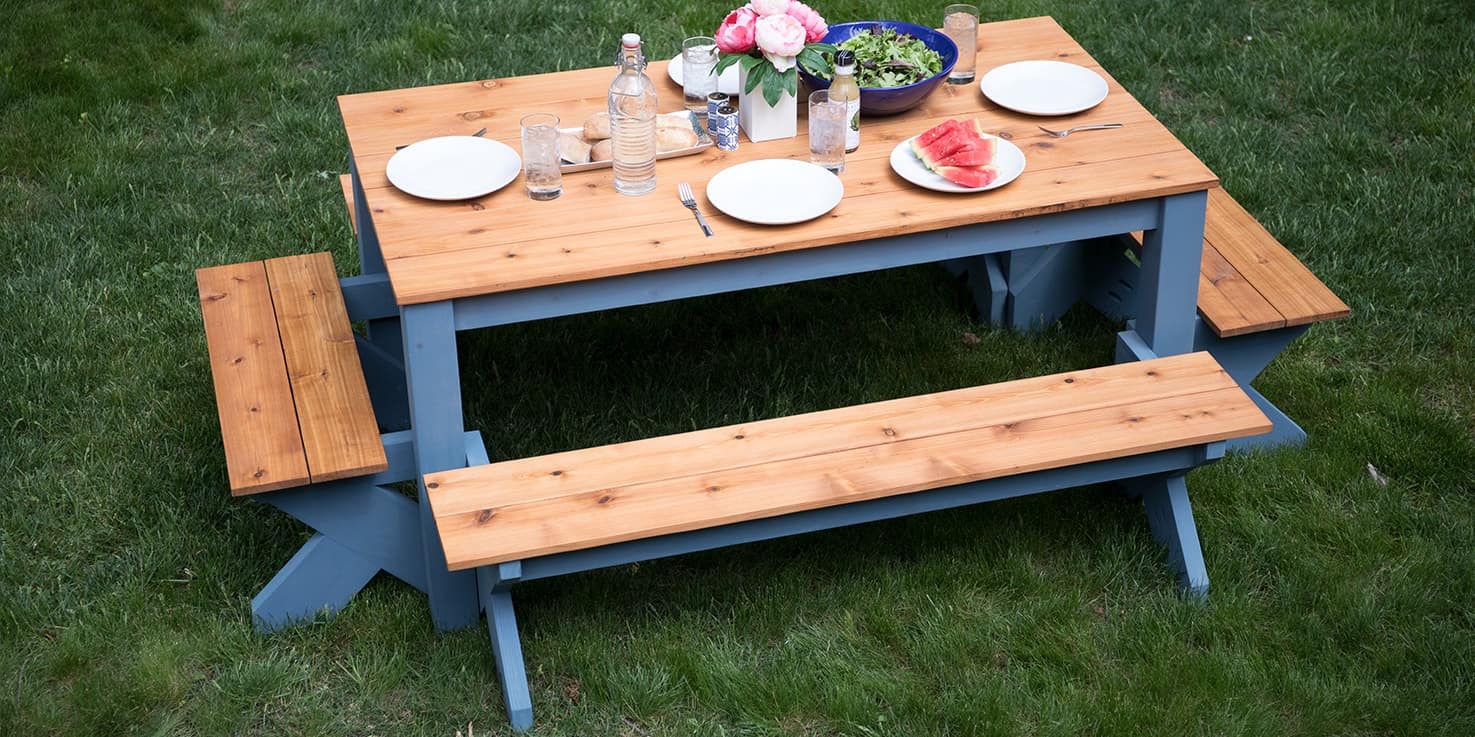 20 DIY Picnic Table Ideas to Build this Summer - The Handyman's Daughter