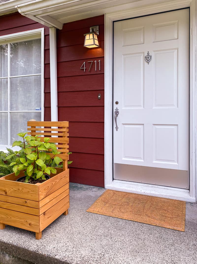 front door with picture window to the side