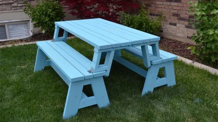 20 Diy Picnic Table Ideas To Build This, Bench Turns Into Picnic Table Plans