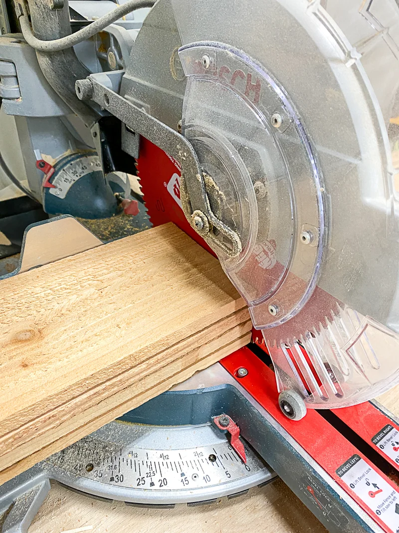 cutting stack of fence pickets at the miter saw
