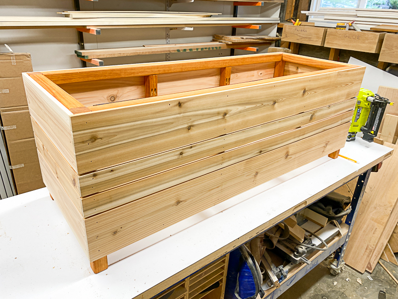 DIY outdoor storage box sides complete