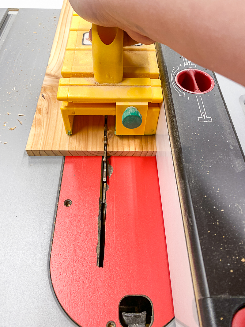 ripping cedar fence pickets to width at the table saw