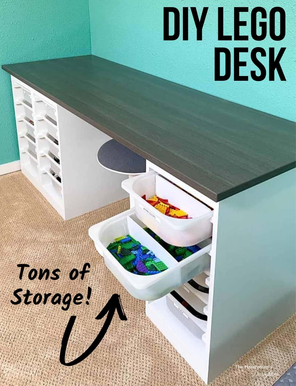 DIY Lego desk with tons of storage