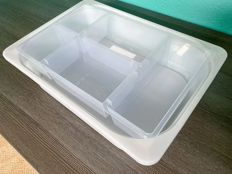 plastic organizer insert inside IKEA Trofast bin