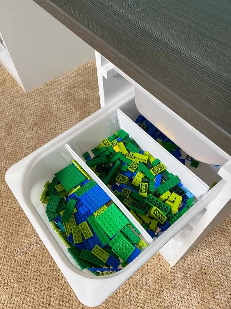DIY drawer dividers in IKEA Trofast bin