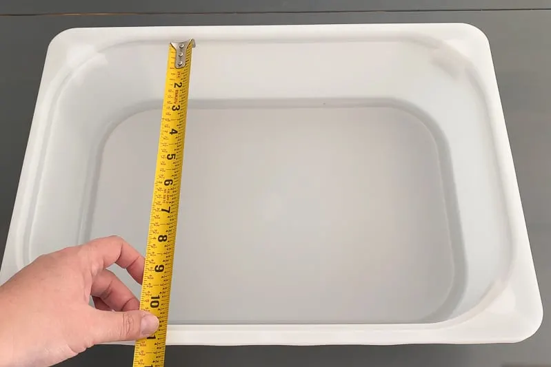 measuring bin for DIY drawer dividers