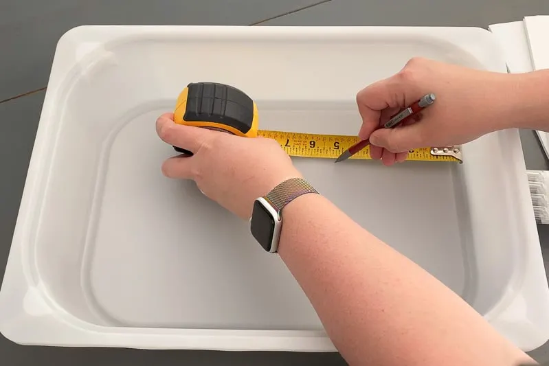 measuring the spacing for the drawer dividers