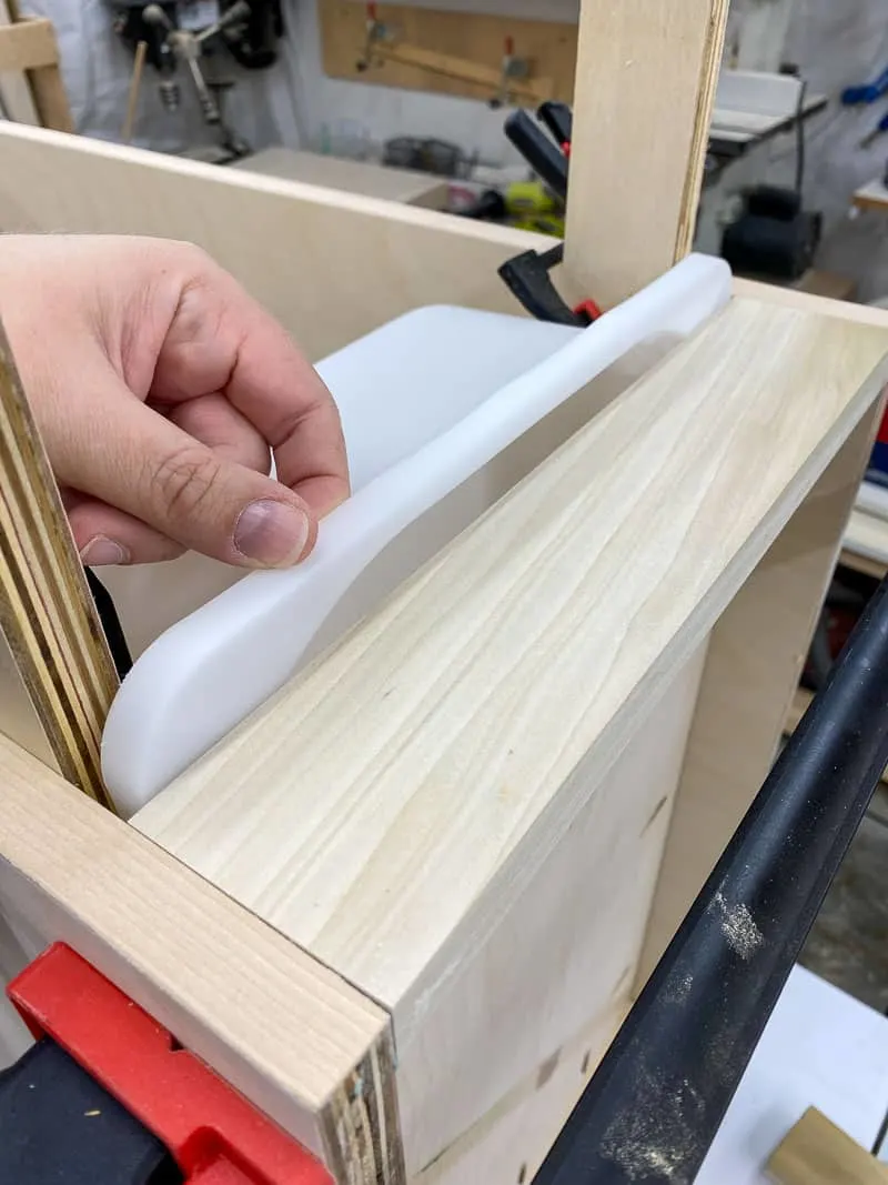 testing drawer slide size with bin