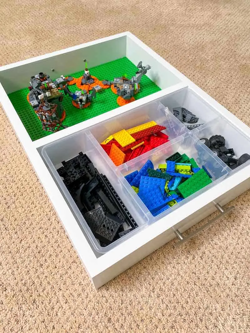 DIY Lego tray with plastic organizer and base plates