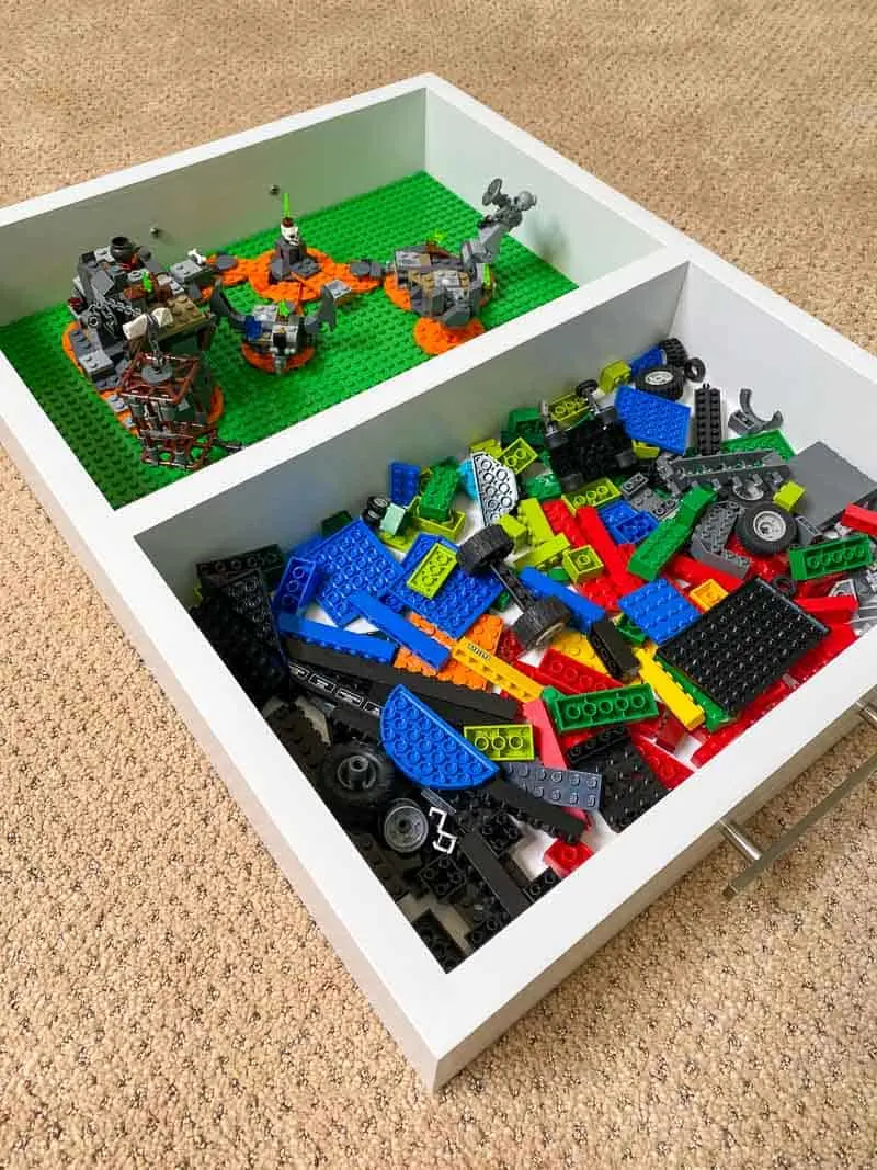 two sided Lego tray with storage