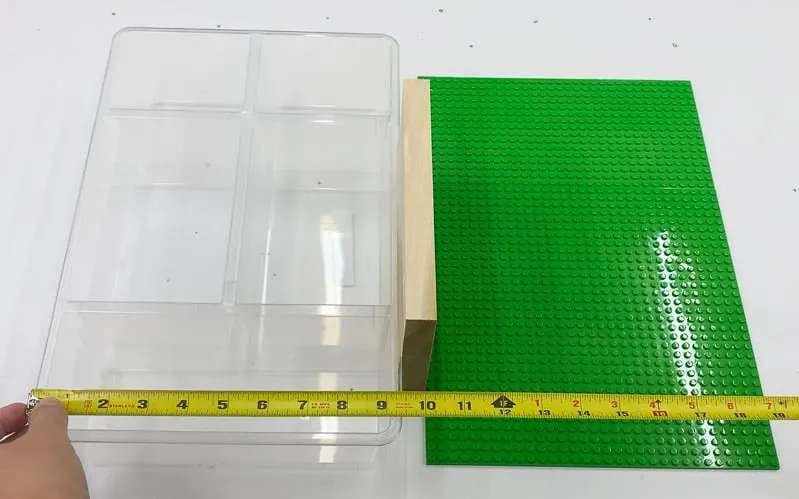 measuring parts of Lego tray for base