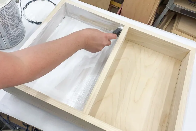 applying primer to DIY lego tray