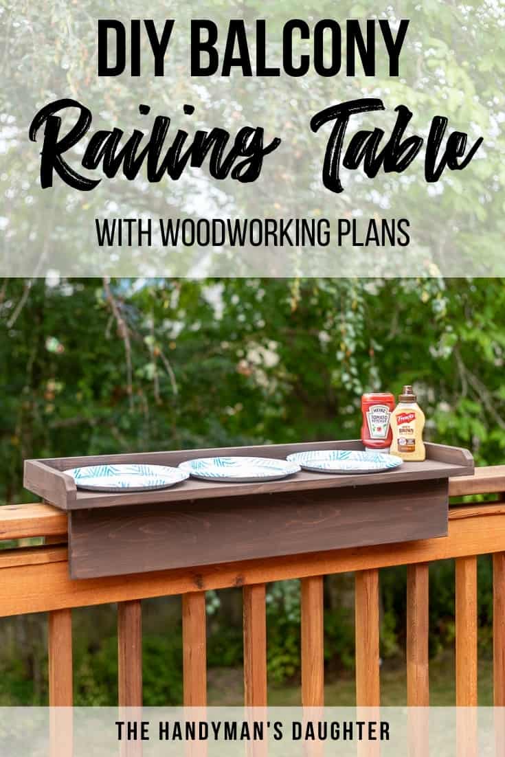 DIY balcony railing table with woodworking plans