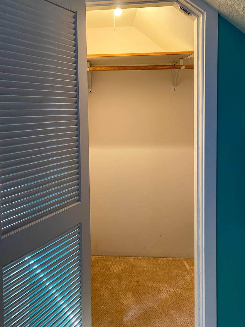 closet before with one shelf and clothes rod