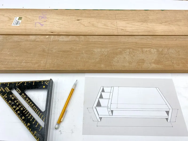 marking cuts for laptop stand from the plans