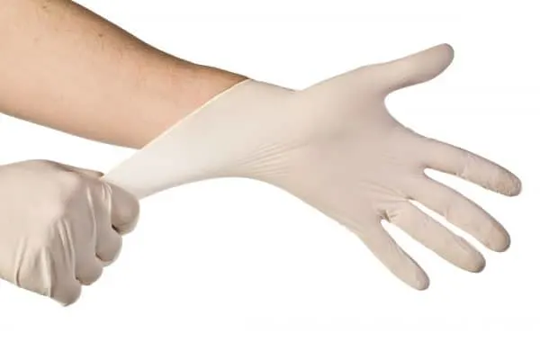 stretching latex glove