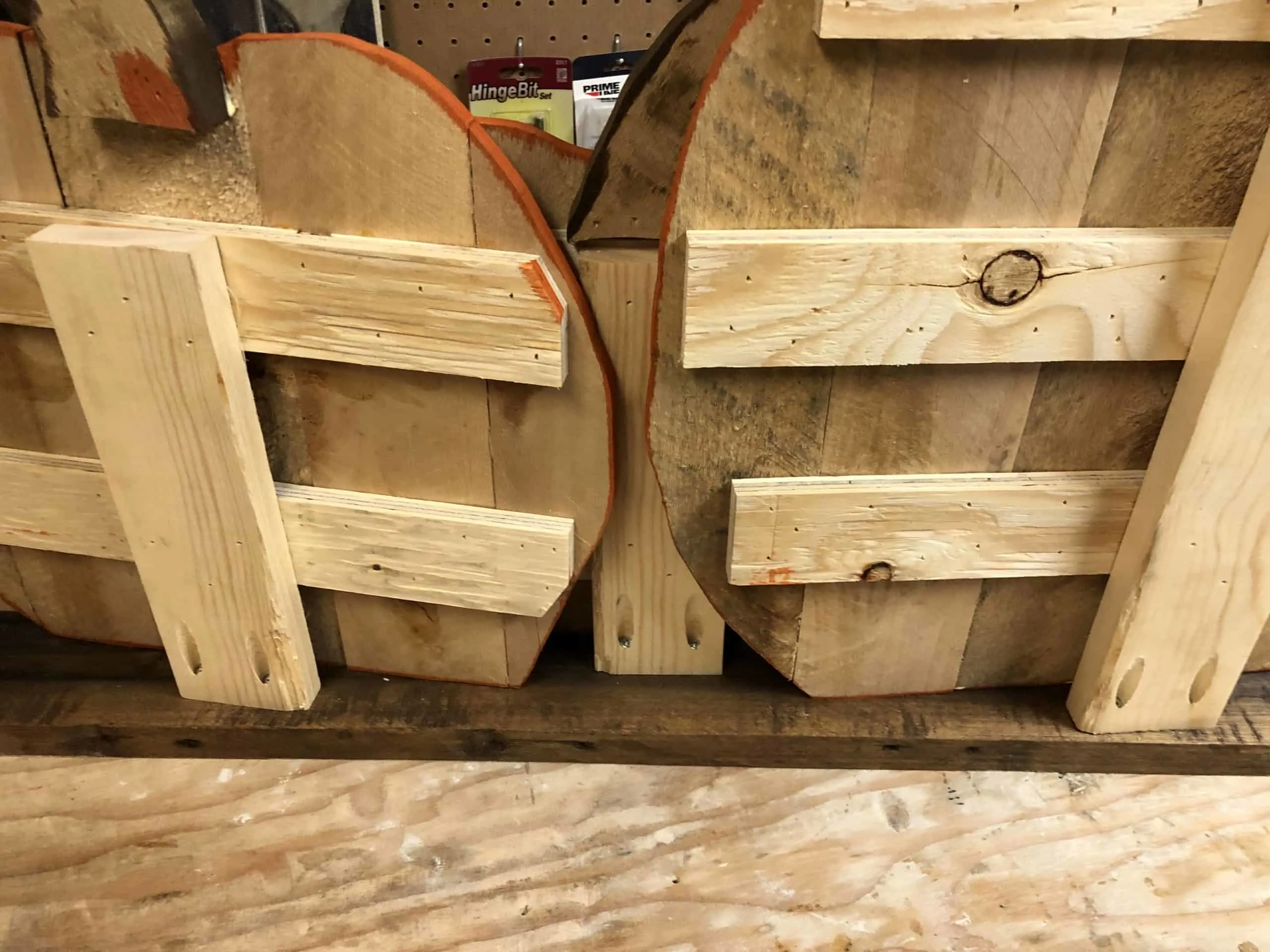 wooden pumpkins attached to base with pocket hole screws