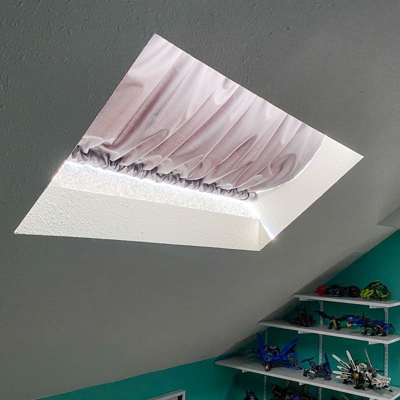 DIY skylight shade in bedroom