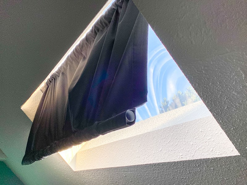 skylight shade with top rod installed