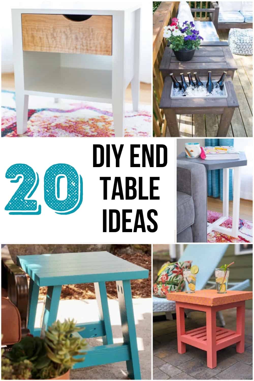 20 DIY end table ideas collage