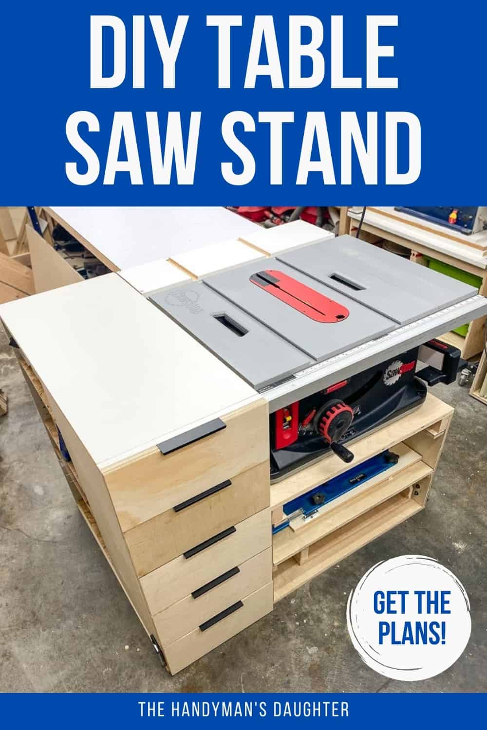 DIY table saw stand with drawers
