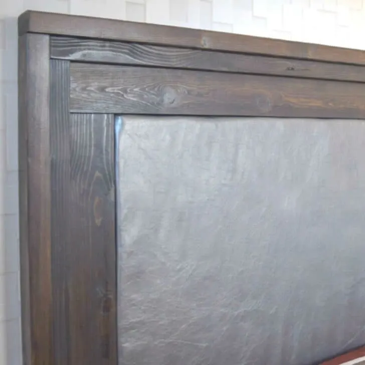 DIY upholstered headboard with wood trim