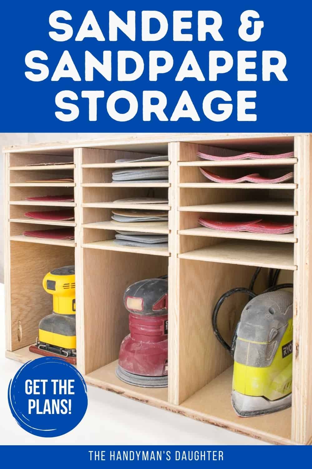 sander and sandpaper storage rack with plans