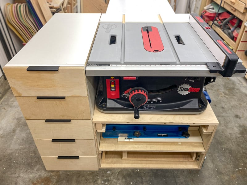 table saw stand with drawers