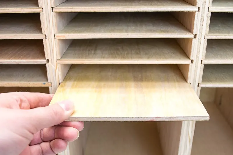 sandpaper organizer shelves