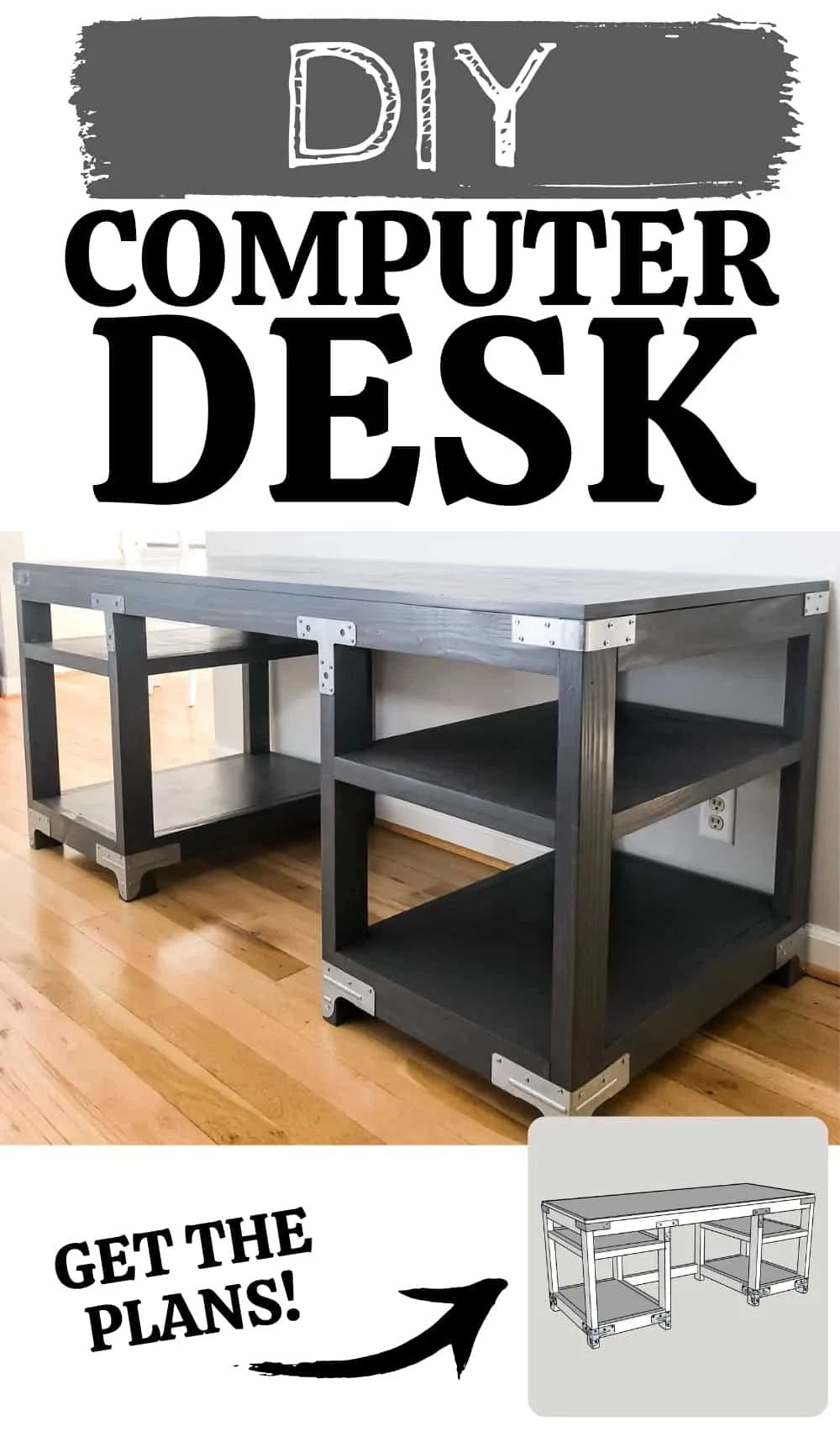 Easy DIY Desk for $40 --And Just 4 Tools! FREE PLANS!