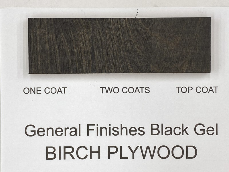 General Finishes black gel stain on birch plywood