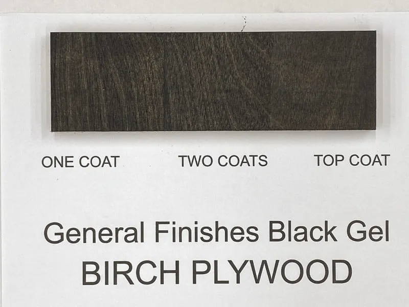 General Finishes black gel stain on birch plywood