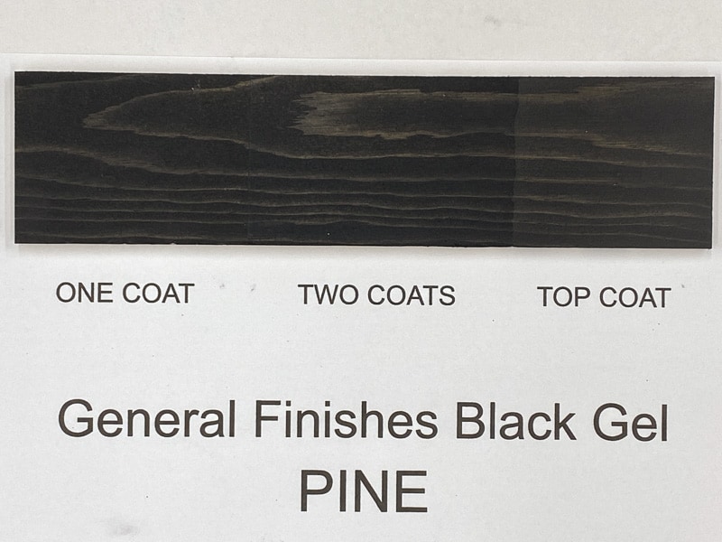 General Finishes black gel stain on pine