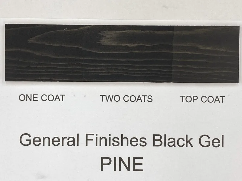 General Finishes black gel stain on pine